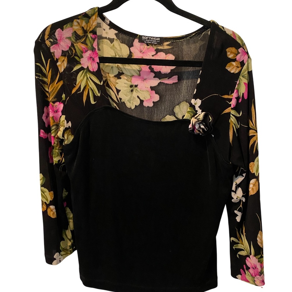 Black Floral Women's Blouse